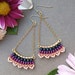 Sunset Boho Sway Earrings >> Made-To-Order >> Metallic Navy, Fuchsia, Cranberry, Peach Woven Seed Beads in Gold > Bohemian Beaded Earrings