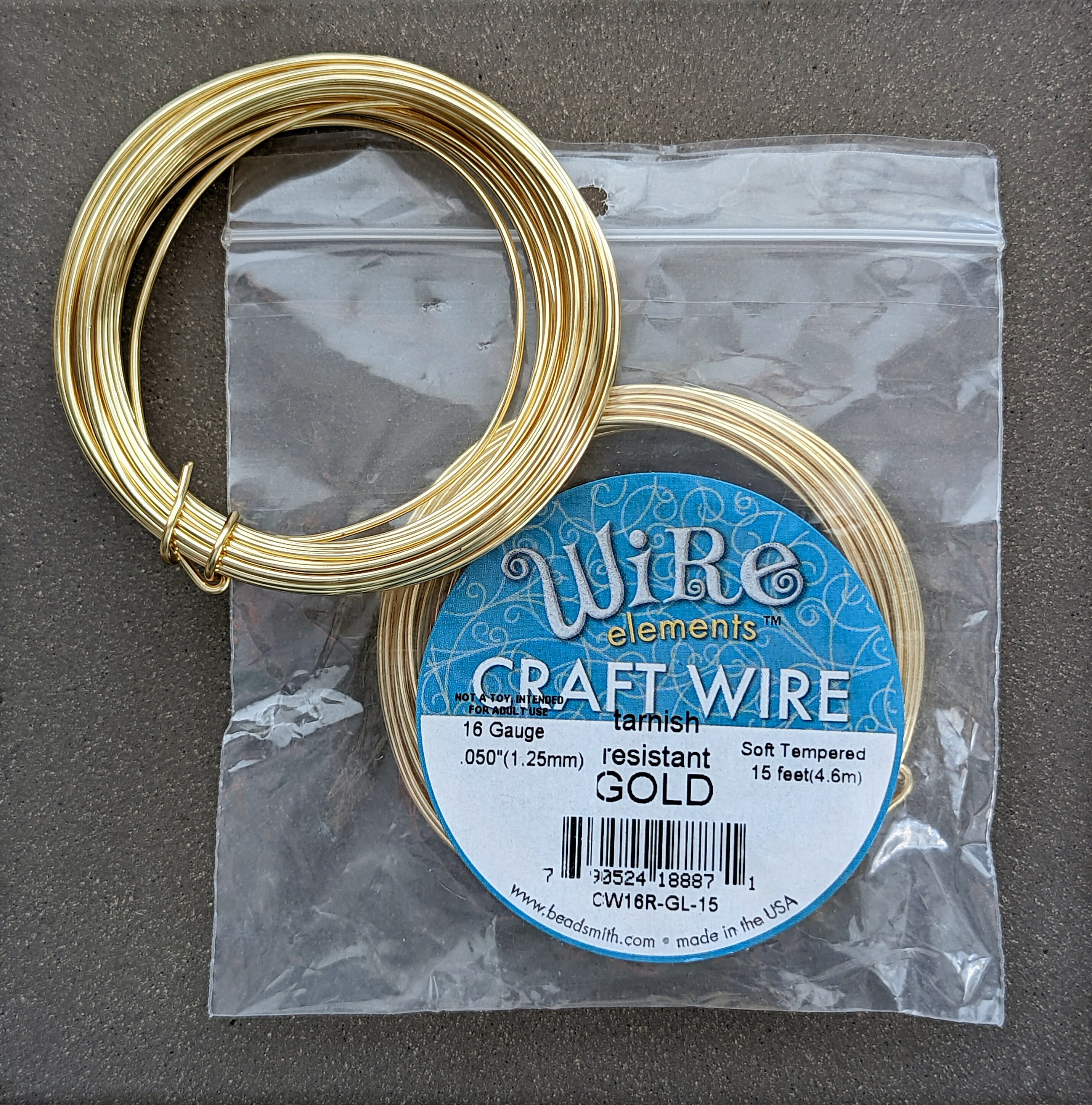 BULK, 18 Gauge, Non Tarnish Gold, Colored Copper Craft Wire, 1 LB (200 Feet)