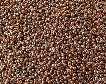 11/0 PermaFinish Galvanized Almond #PF593 - Size 11 Toho Round Seed Beads - 23 gram tube - 11/0 seed beads TR-11-PF593