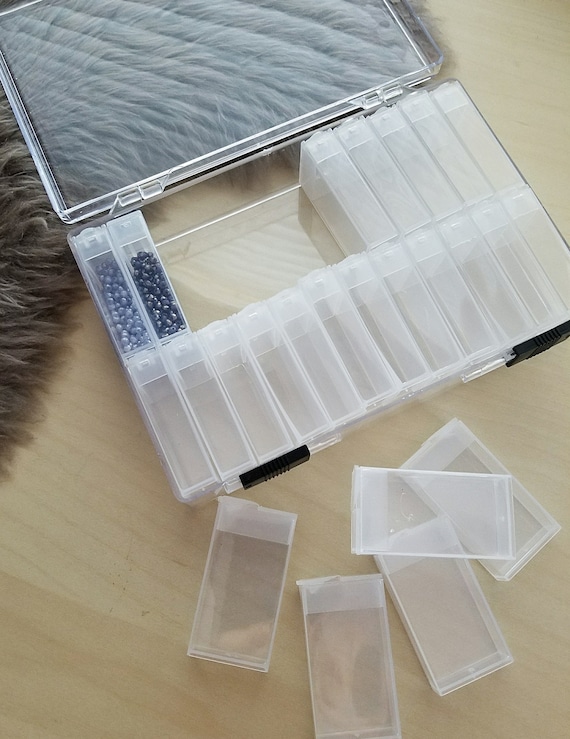 14 Petits Boite Rangement en Plastique avec Couvercles, avec 1 Grand  Récipient en Plastique, Mini Boîte de Rangement Transparente pour Perles