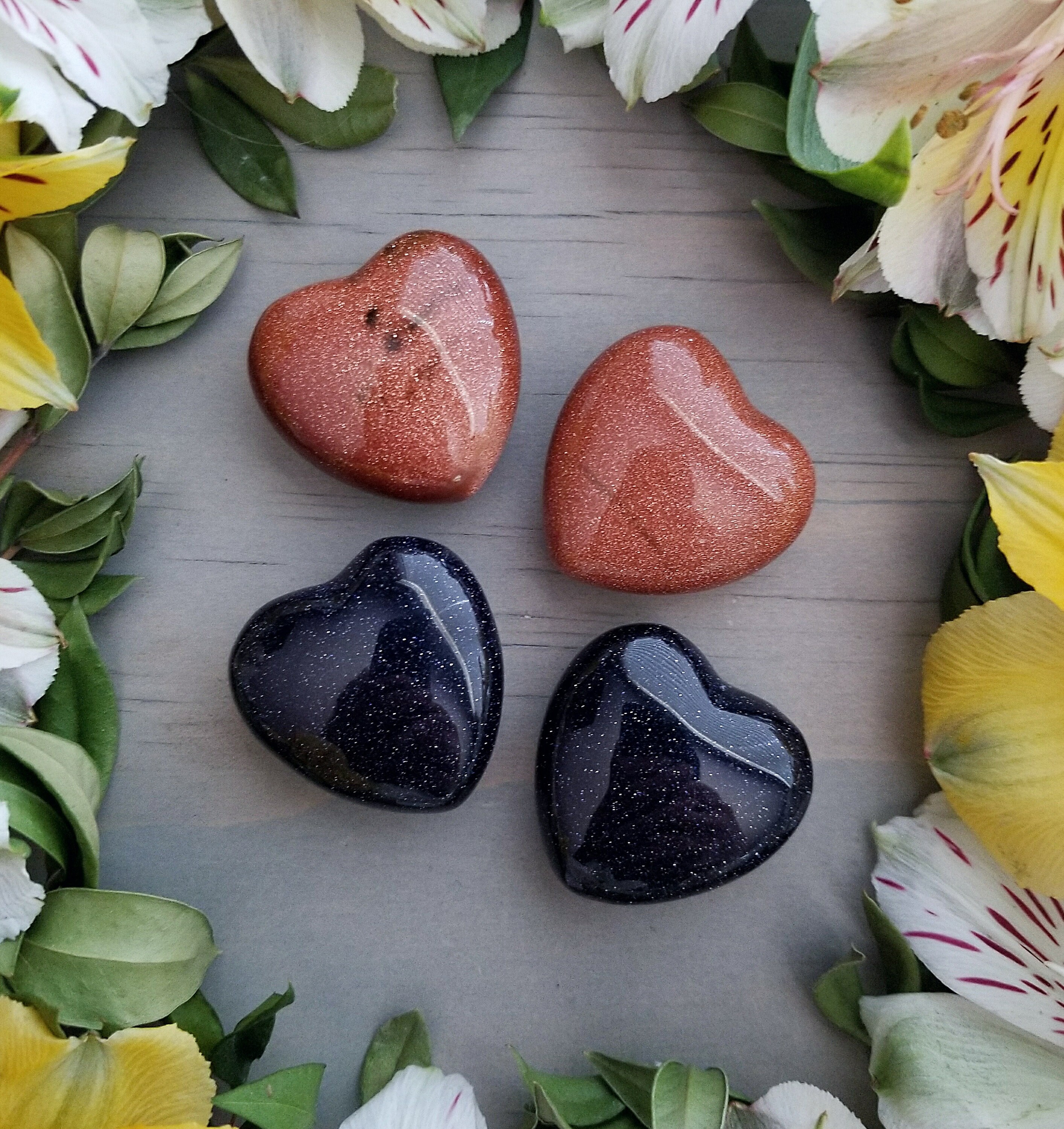 Goldstone Heart Pocket Stone > 1 Piece - You Pick - 1.125