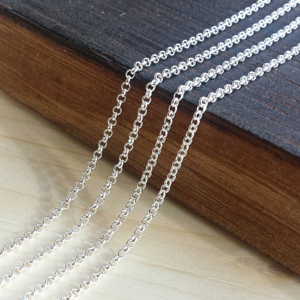Silver 2mm Rolo Chain - Bulk Chain, 5, 10, 25, or 50 feet - Silver Plated - Soldered Links - Nickel Free