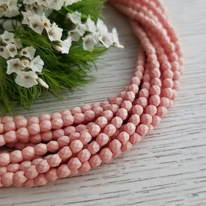 3mm Czech Fire Polished Beads &gt;&gt; Matte Saturated Peach &gt;&gt; 2 or 5 Strands (100 or 250 pcs) - Designer Glass, Faceted, Round, Pink