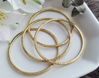 Flat Grande Hoop - Gold >> 2 pieces - 50mm - Open, Wire Hoop, 24kt Gold Plating, Lead-Free, American Made