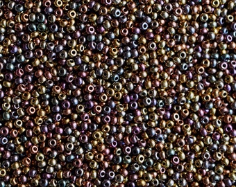 11/0 Dark Bronze Iris #01640 - Size 11 Czech Round Seed Beads - 23 gram tube - 11/0 seed beads 11-01640