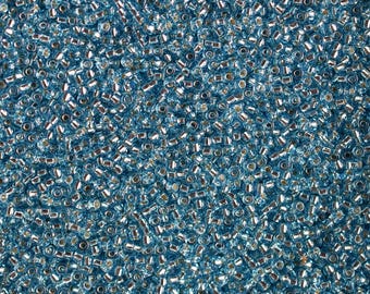11/0 Silver Lined Aqua (S/L) #918- Size 11 Miyuki Round Seed Beads