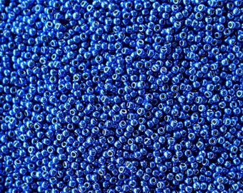 11/0 PermaFinish Galvanized Denim Blue #PF586 - Size 11 Toho Round Seed Beads - 23 gram tube - 11/0 seed beads TR-11-PF586