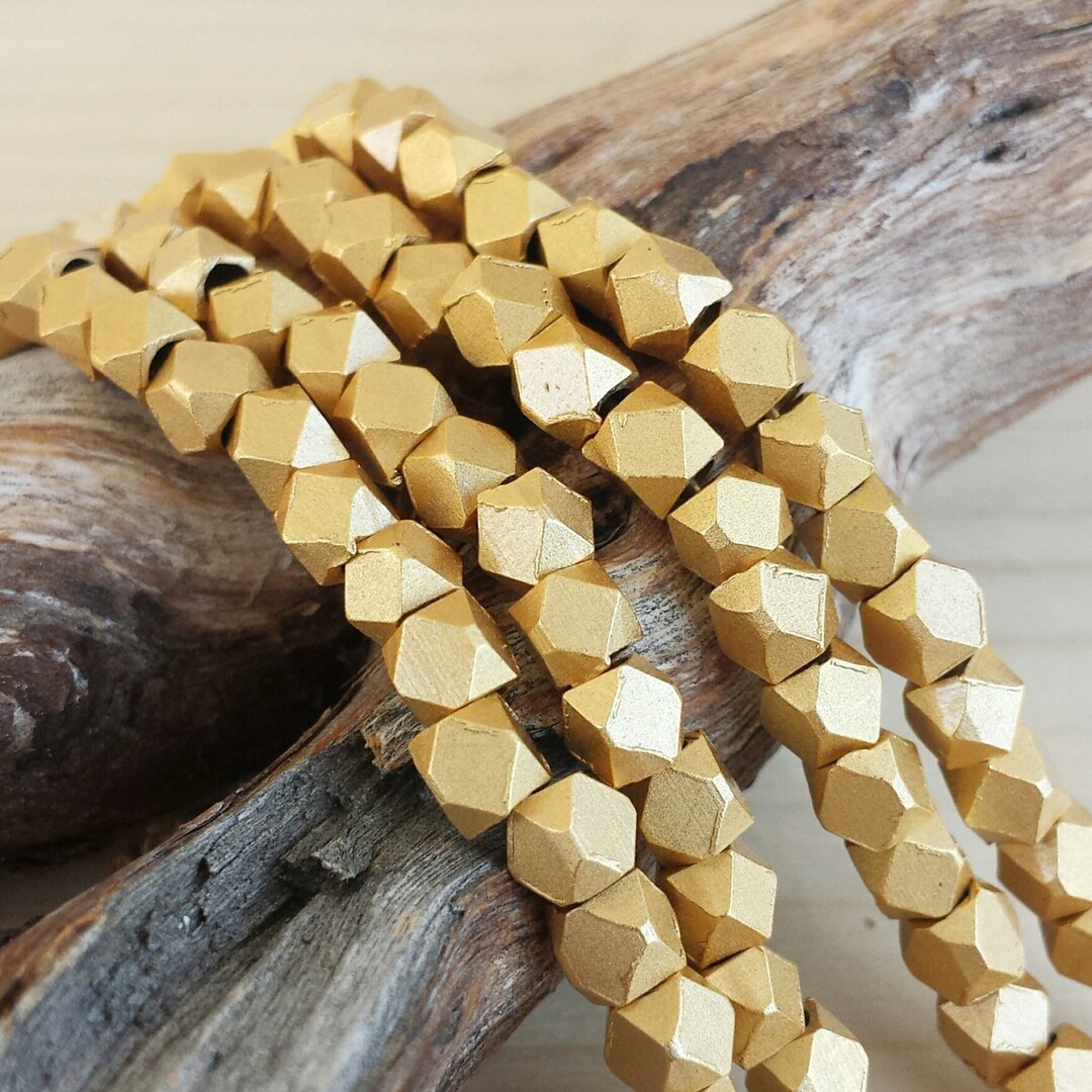 Satin Gold 3.5mm Faceted Metal Beads Cornerless Cubes Matte Gold Plated