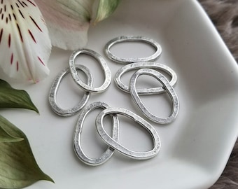 Medium Flat Oval Hoop - Antique Silver >> 2 pieces - 24 x 15mm - Open, Wire Oval Hoop, Fine Silver Plating, Lead-Free, American Made