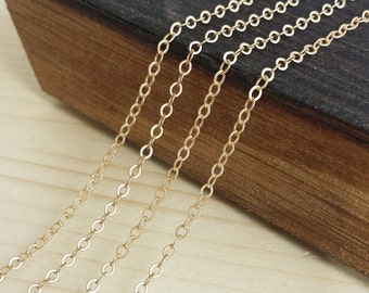 Satin Gold 2x1mm Flat Cable Chain - Bulk Chain, 5 feet, 10 feet, 25 feet, or 50 feet - Matte Gold Plated - Soldered Links - Nickel Free