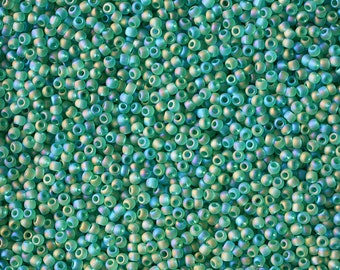 11/0 Transparent Rainbow Frosted Dark Peridot #164BF - Size 11 Toho Round Seed Beads - 23 gram tube - 11/0 seed beads TR-11-164BF