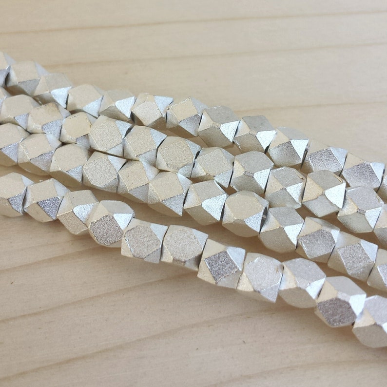 Satin Silver 3.5mm Faceted Metal Beads Cornerless Cubes Etsy