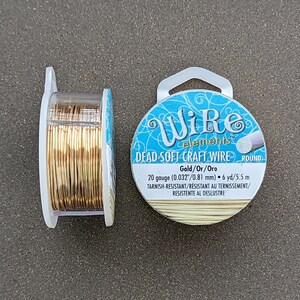 20 ゲージ 金メッキ クラフト ワイヤー >> 6 ヤードまたはバルク 75 フィート - 20 GA、変色防止ゴールド、ビーズスミス ワイヤー エレメント、銅芯ワイヤー
