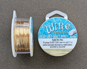 20 gauge Gold Plated Craft Wire >> 6 yards or Bulk 75 feet - 20 GA, Tarnish-Resistant Gold, Beadsmith Wire Elements, Copper Core Wire