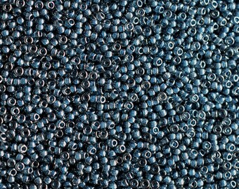 11/0 Transparent Steel-Blue Luster #9390 - Size 11 Miyuki Round Seed Beads - 23 gram tube - 11/0 seed beads 11-9390