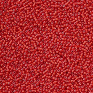 11/0 Matte Silver-Lined Flame Red #910F - Size 11 Miyuki Round Seed Beads - 23 gram tube - 11/0 seed beads 11-910F