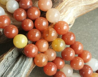 20 Perles En Pierre D'Agate - Boules De 6 Mm, Couleurs Rouge Et Noir - Pour Création De Bijoux