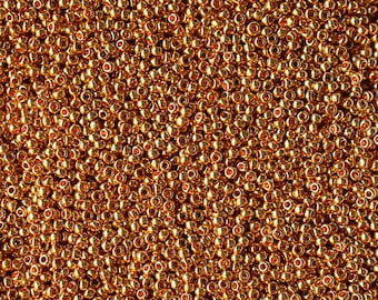 11/0 Coppery Gold Metallic #18389 - Size 11 Czech Round Seed Beads - 23 gram tube - 11/0 seed beads 11-18389