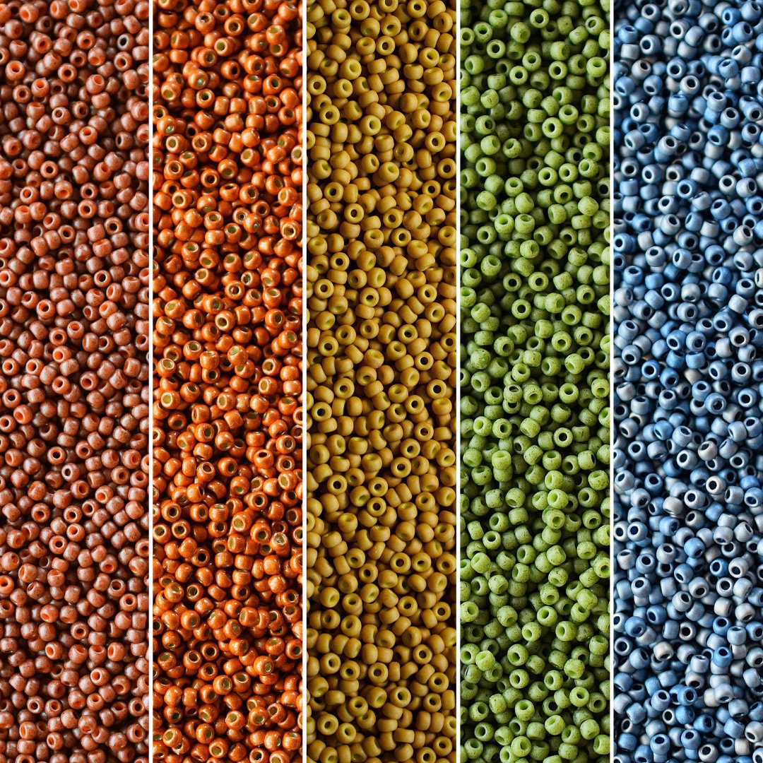Muted Fall Rainbow Color Palette Pack : 11/0 Seed Beads- 5 Colors - 3 ...