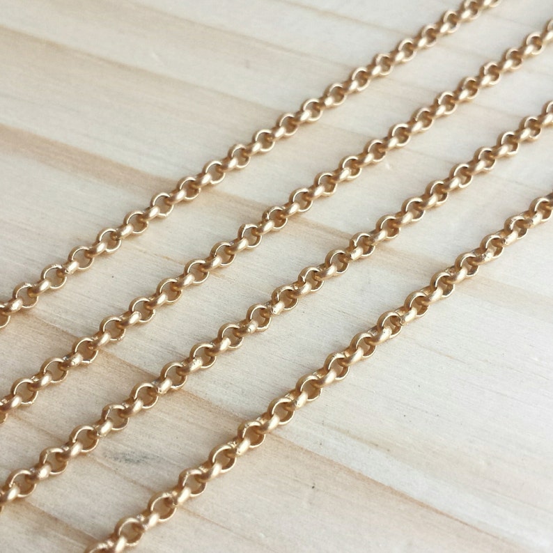 Satin Gold 2mm Rolo Chain Bulk Chain 5 10 25 or 50 Feet Etsy