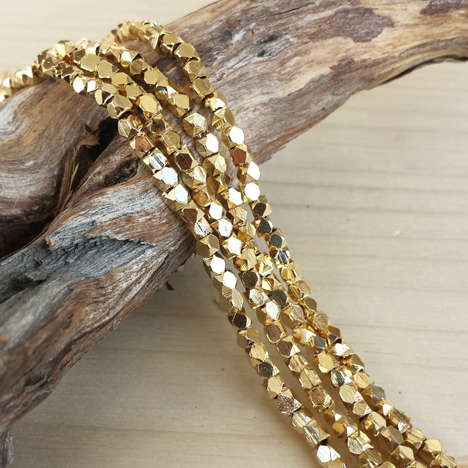 Gold 22.5mm Faceted Metal Beads Cornerless Cubes Shiny Etsy