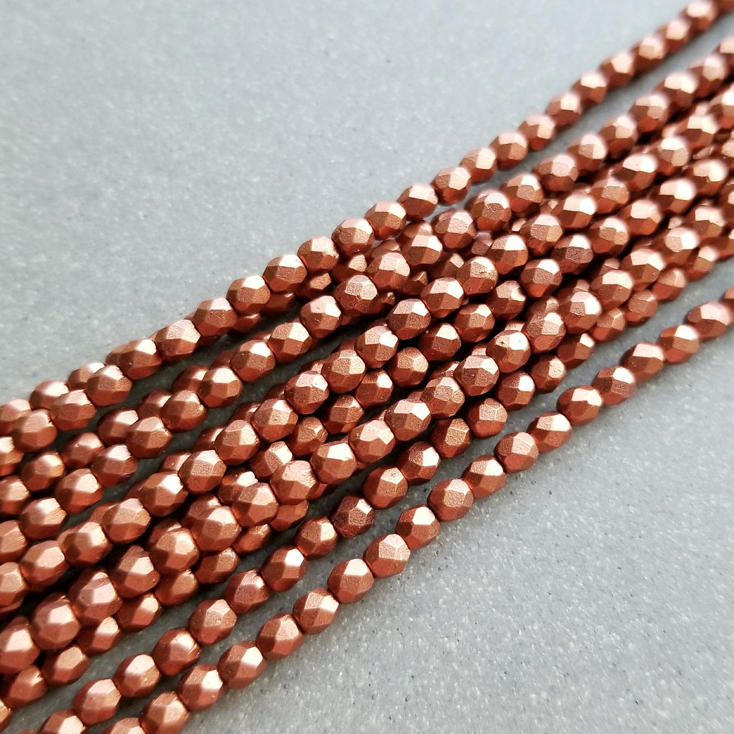 Czech Glass Beads - 3mm Fire Polish Bead - Crystal Smokey Metallic Ice - 00030-67163