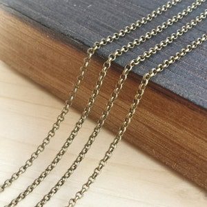 Antique Brass 2mm Rolo Chain - Bulk Chain, 5, 10, 25, or 50 feet - Antique Brass Plated - Soldered Links - Nickel Free