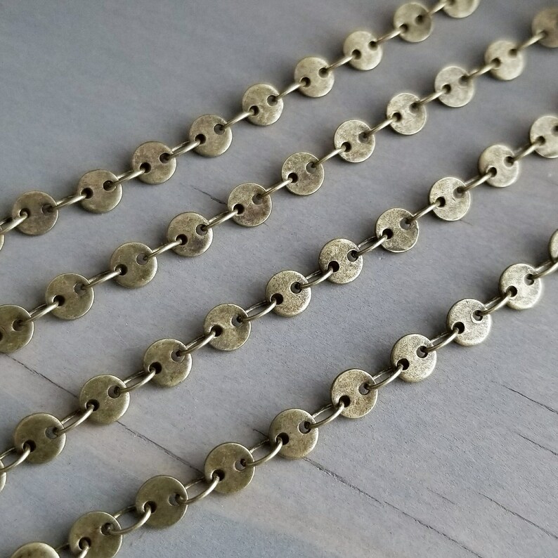 4mm Round Disc Chain Antique Brass Finish Bulk Chain 1 - Etsy