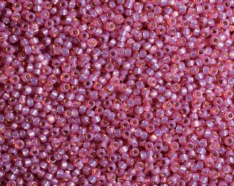 11/0 Dyed Dark Rose S/L Alabaster #9645 - Size 11 Miyuki Round Seed Beads - 23 gram tube - 11/0 seed beads 11-9645