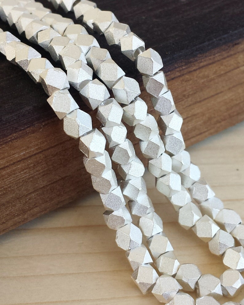 Satin Silver 3.5mm Faceted Metal Beads Cornerless Cubes Etsy