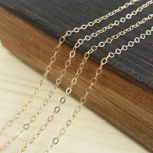 Gold 2x1mm Flat Cable Chain - Bulk Chain, 5 feet, 10 feet, 25 feet, or 50 feet - Gold Plated - Soldered Links - Nickel Free