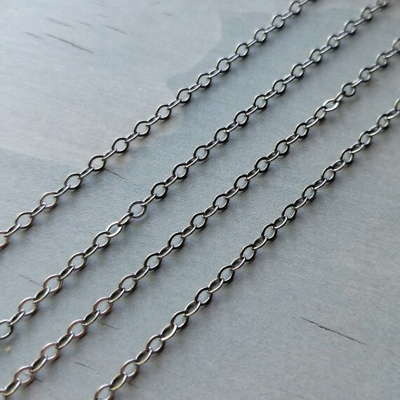 50 feet GUN METAL Black Flat CABLE Chain 2mm x 3mm Shiny Links~ Nickel//Lead Free