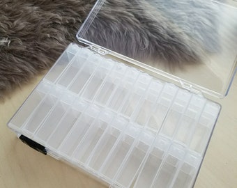 Small Plastic Storage Box w/ Flip Top Boxes >> 6" x 4" Clear Container with 24 - 2" Flip Top Boxes - Small Bead Storage, Seed Bead Organizer