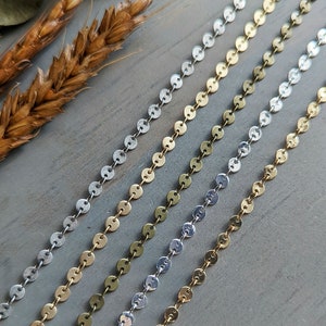 4 mm runde Scheibenkette – Goldfarben – Meterware, 1, 3, 10 oder 25 Fuß – Paillettenkette, verlötete Glieder – Nickelfrei Bild 5