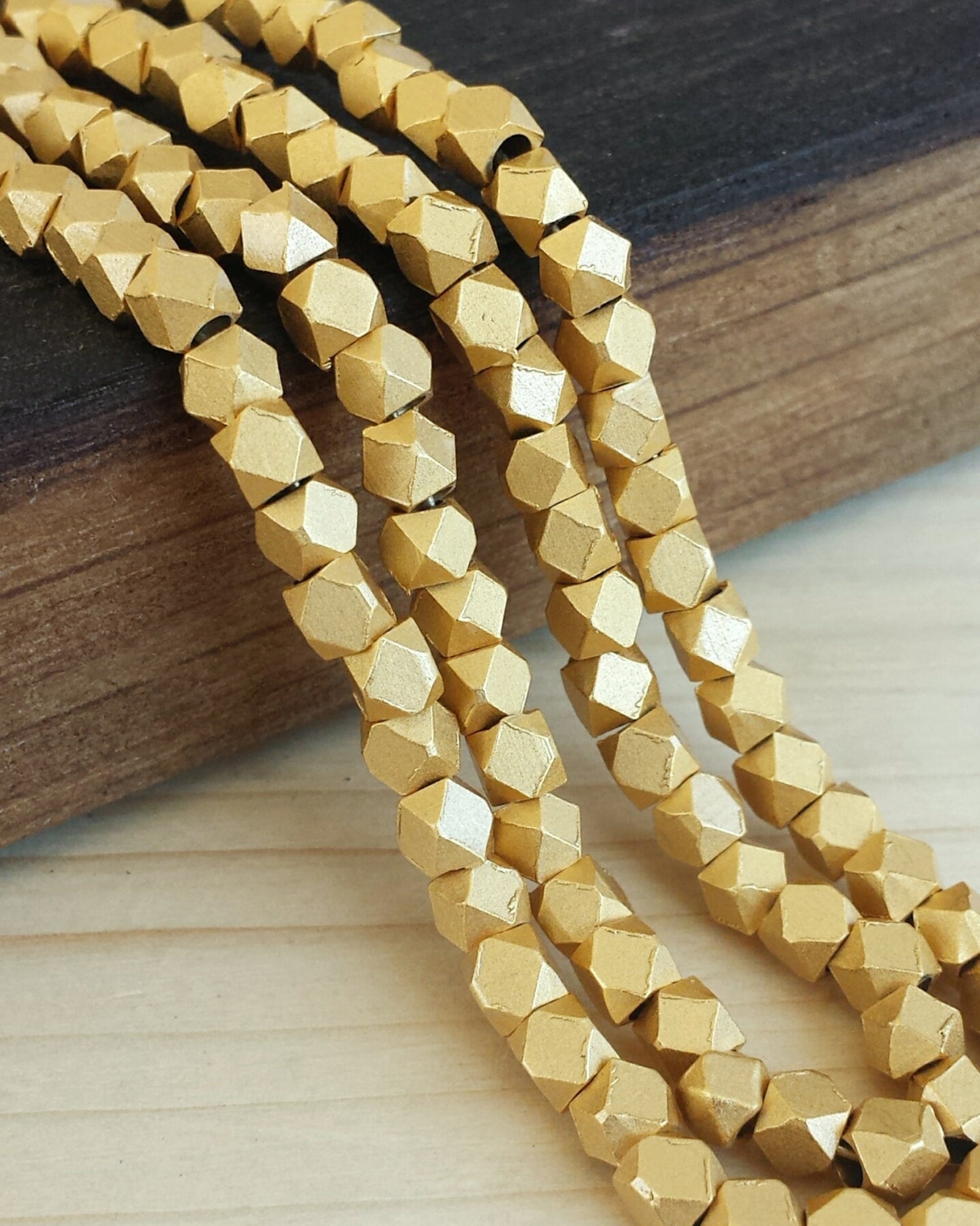 Satin Gold 3.5mm Faceted Metal Beads Cornerless Cubes Etsy