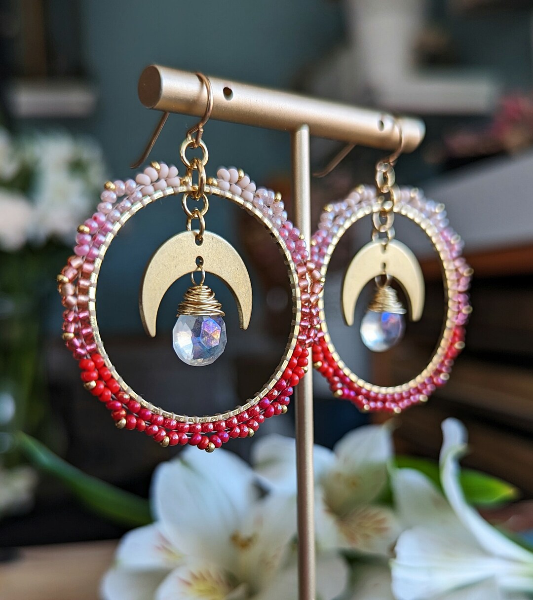 Gold-Tone Textured Crescent Hoop Earrings