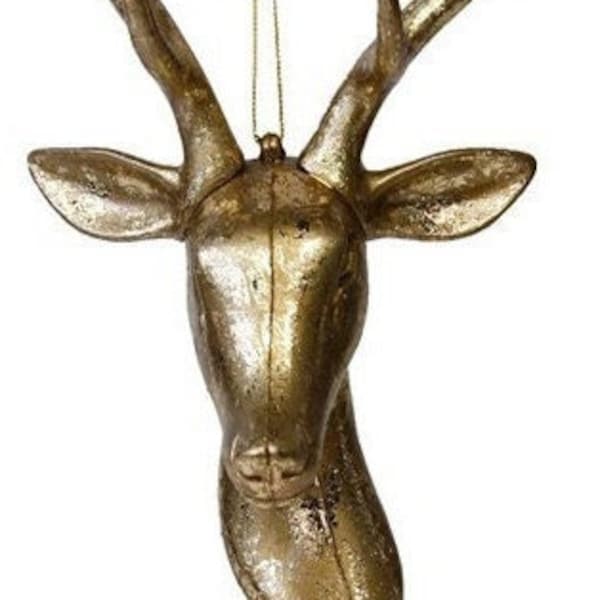 10" Gold Deer Head Ornament