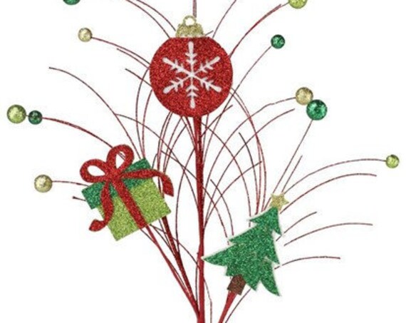 CHRISTMAS PICKS - Glittered Present, Ornament, & Christmas Tree Spray