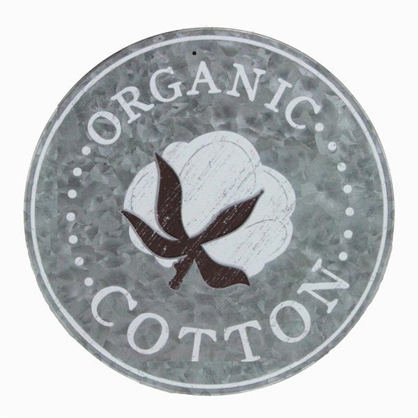Letrero de metal redondo de algodón orgánico con vaina de algodón inspirado en el sur, 12.0 in