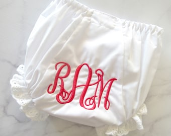 Monogrammed Baby Bloomer / Embroidered Personalized Diaper Cover - Scripty Vine Font
