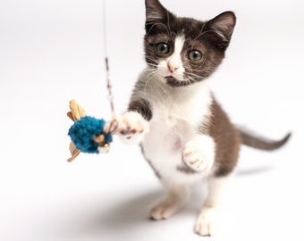 Cat toy wand - Wiggly Wand with Bobber attachment - telescoping wand toy for cats, fun cat toy for exercise and enrichment