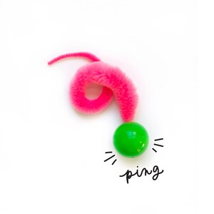 Wiggly Ball Variety 3 Pack Wiggly Ping, Pong, and Ball, fun cat toy balls with wiggly tail colors vary image 2
