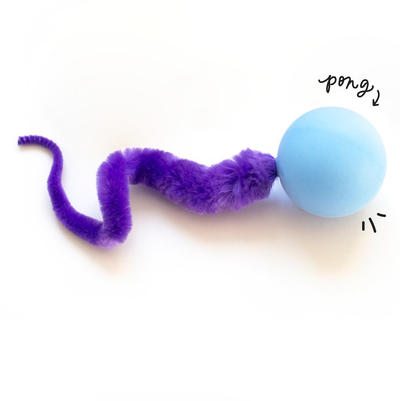 Wiggly Ball Variety 3 Pack Wiggly Ping, Pong, and Ball, fun cat toy balls with wiggly tail colors vary image 3