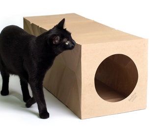 Hide and Sneak - paper cat tunnel, cat hideaway, all natural and recyclable, USA made, unique gift for cat lovers