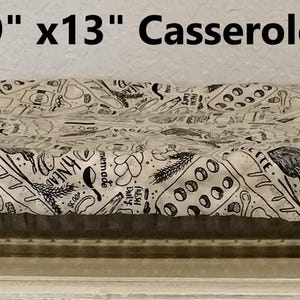 Reusable 9&quot;x13&quot; Casserole Cover, Washable Cotton, Rectangle, PUL Water Repellent  Fabric, Non-Toxic, Baking Supplies, Eco-Friendly