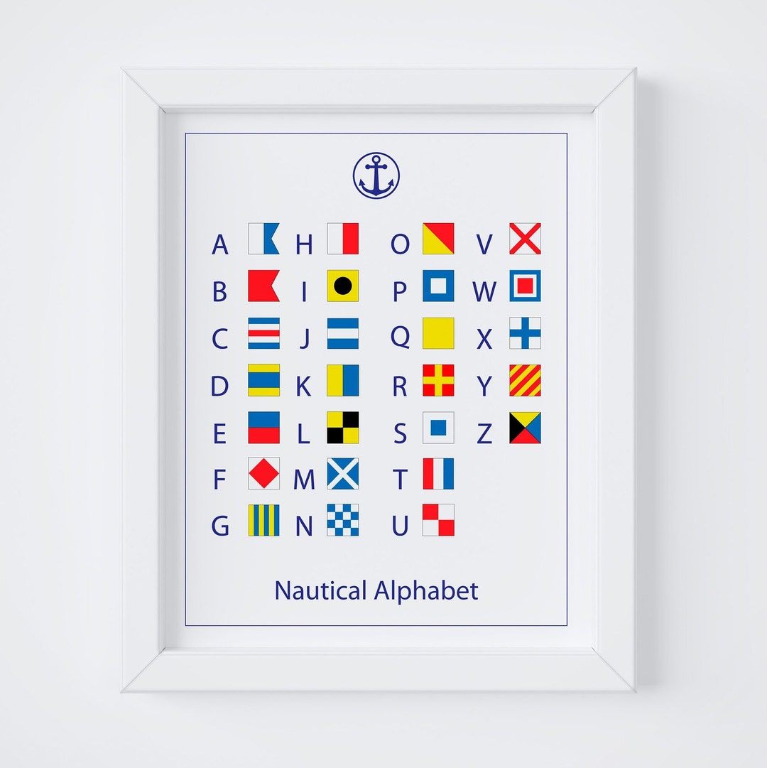 Nautical Flags Alphabet Poster, Nautical Nursery Printable, Nursery Art