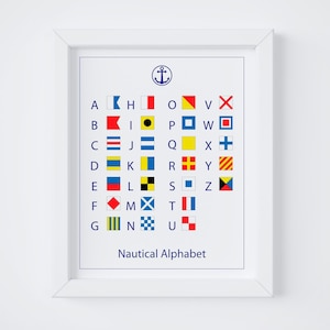 Nautical Flags Alphabet Poster: Coastal Nursery Art (Digital Download)