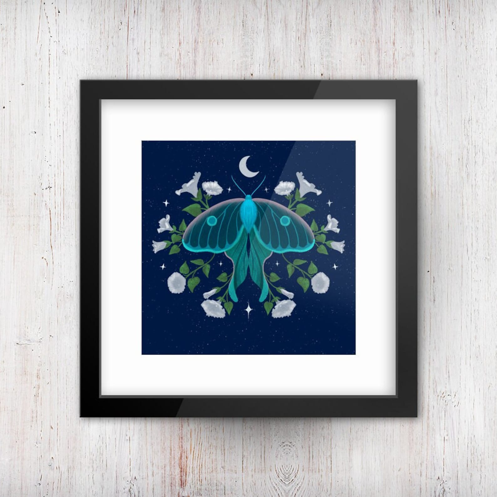 Magical Moth and Moonflower Art Print Digital Download to Print at Home ...