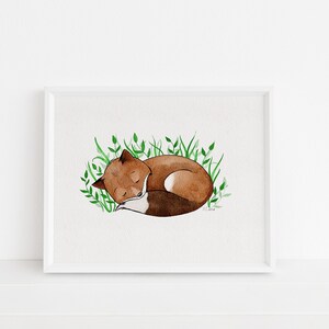 Sleepy Fox Art Print Digital Download to Print at Home