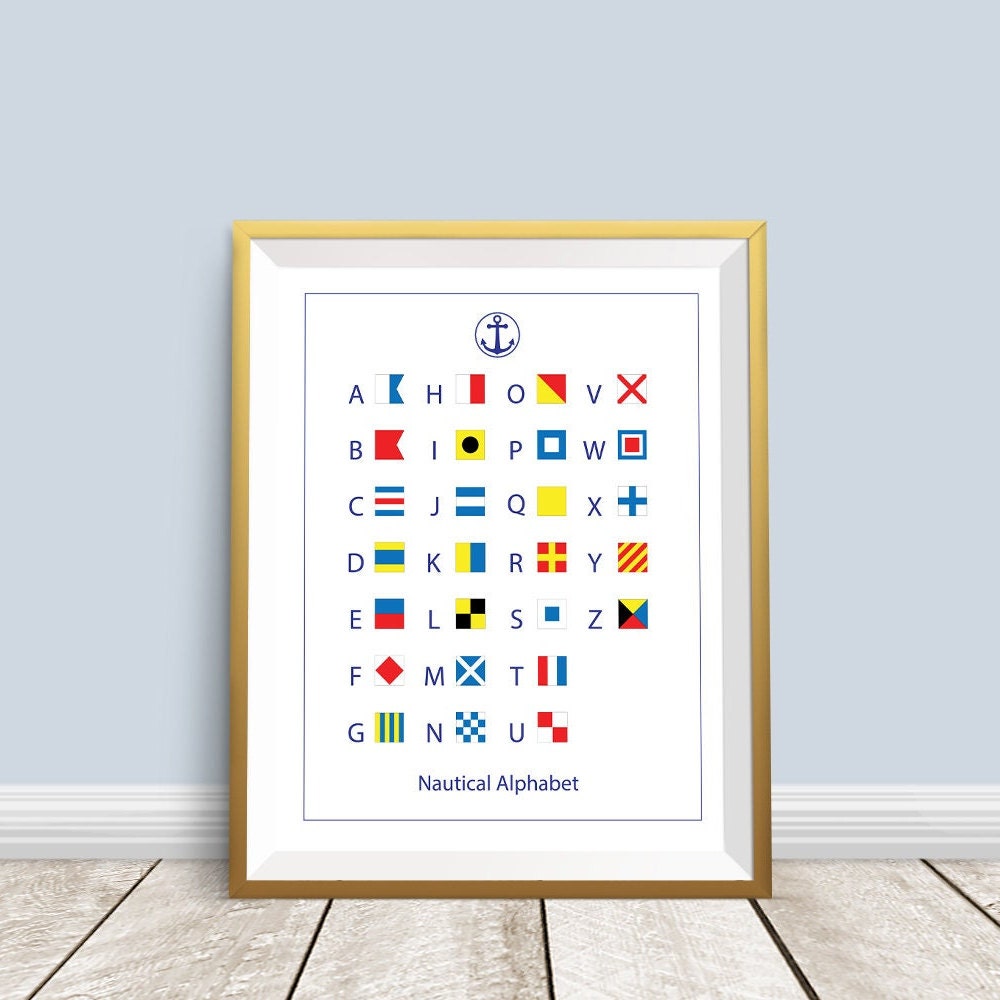 Nautical Flags Alphabet Poster Nautical Nursery Printable - Etsy
